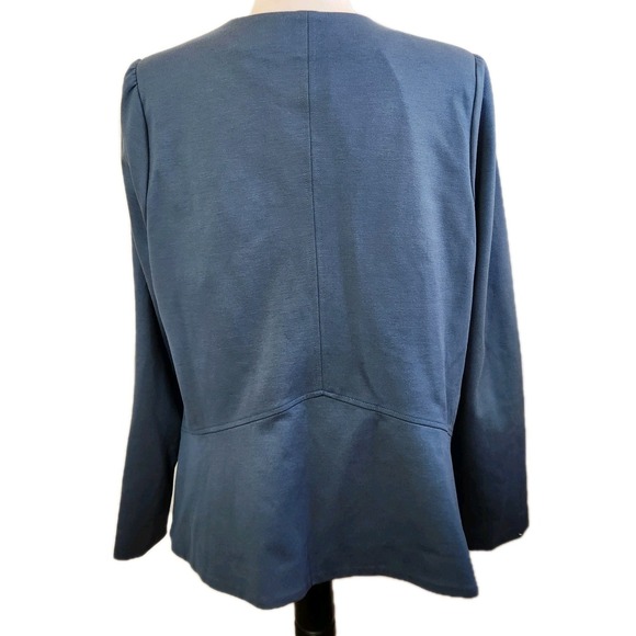LOGO by Lori Goldstein Womens Nikki Blazer Size Large Blue 2 Button Soft‎ Jacket - Picture 4 of 16
